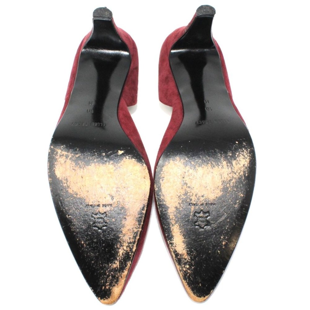Ellen Tracy Linda Allard Womens Sz 10M Pumps Burgundy Red Suede Kitten High Heel - Picture 11 of 12